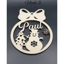 Baumschmuck Personalisierbar|Hoizmichl Weihnachtskugel personalisiert | Christbaumkugel mit Namen personalisiert | Baumschmuck aus Holz | Holz Weihnachtsschmuc