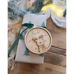 Baumschmuck Personalisierbar|Wunschelfe Weihnachtskugeln Elch Personalisiert aus Holz Christbaumkugel Personalisiertes Geschenk-Weihnachtsbaumdekoration