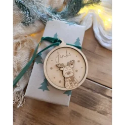 Baumschmuck Personalisierbar|Wunschelfe Weihnachtskugeln Elch Personalisiert aus Holz Christbaumkugel Personalisiertes Geschenk-Weihnachtsbaumdekoration