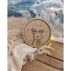 Baumschmuck Personalisierbar|Wunschelfe Weihnachtskugeln Elch Personalisiert aus Holz Christbaumkugel Personalisiertes Geschenk-Weihnachtsbaumdekoration