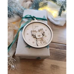 Weihnachtskugeln Elch Personalisiert aus Holz  - Christbaumkugel Personalisiertes Geschenk-Weihnachtsbaumdekoration Baumschmuck Personalisierbar