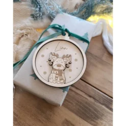 Weihnachtskugeln Elch Personalisiert aus Holz  - Christbaumkugel Personalisiertes Geschenk-Weihnachtsbaumdekoration Baumschmuck Personalisierbar