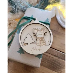 Online Weihnachtskugeln Elch Tannenbaum Personalisiert aus Holz Christbaumkugel Personalisiertes Geschenk-Weihnachtsbaumdeko Baumschmuck Personalisierbar