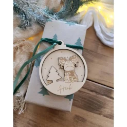 Online Weihnachtskugeln Elch Tannenbaum Personalisiert aus Holz Christbaumkugel Personalisiertes Geschenk-Weihnachtsbaumdeko Baumschmuck Personalisierbar