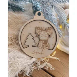 Online Weihnachtskugeln Elch Tannenbaum Personalisiert aus Holz Christbaumkugel Personalisiertes Geschenk-Weihnachtsbaumdeko Baumschmuck Personalisierbar