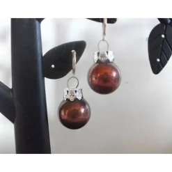Sale Weihnachtskugel-Ohrringe, Christbaumkugeln, Weihnachtskugeln, Ohrringe rotbraun Weihnachtsaccessoires