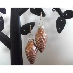 Hot Weihnachtskugel-Ohrringe, Christbaumkugeln, Weihnachtskugeln, Ohrringe Zapfen Gold Matt Weihnachtsaccessoires