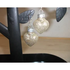 Best Weihnachtskugel-Ohrringe, Christbaumkugeln, Weihnachtskugeln, Ohrringe Herzen gold glitzer Weihnachtsaccessoires
