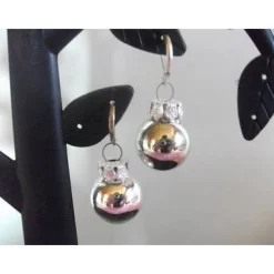 Best Weihnachtskugel-Ohrringe, Christbaumkugeln, Weihnachtskugeln, Ohrringe silber Weihnachtsaccessoires
