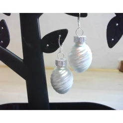 Clearance Weihnachtskugel-Ohrringe, Christbaumkugeln, Weihnachtskugeln, Ohrringe Ornament silber matt Weihnachtsaccessoires
