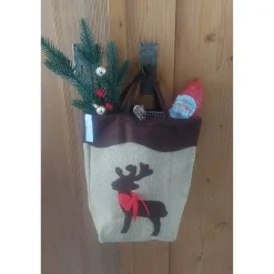Hot Weihnachtssack mit Namen – Jutebeutel mit Renntierapplikation, Nikolaussack, Säckchen aus Jute und Filz, pers Säckchen & Beutel