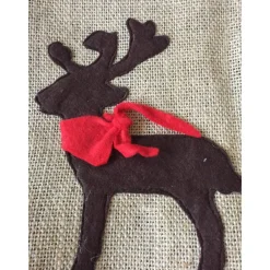Hot Weihnachtssack mit Namen – Jutebeutel mit Renntierapplikation, Nikolaussack, Säckchen aus Jute und Filz, pers Säckchen & Beutel