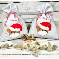 Säckchen & Beutel|naehdesigns Weihnachtssäckchen Bär Bärchen Nikolaussäckchen personalisiert mit Name