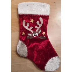 Clearance Weihnachtssocke Elch 02 - bestickt , 14x28cm Weihnachtstüten