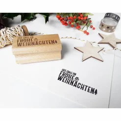 New Weihnachtsstempel "Frohe Weihnachten" Etikettenstempel, Stempel, Verpackungen, Holzstempel Weihnachtsstempel