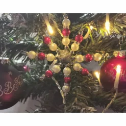 Baumschmuck|Bling Bling Horse Dreams Weihnachtssterne - Adventssterne - Sternanhänger als Schmuck, auch für den Weihnachtsbaum, Gross, Rott-Weiss/ Special