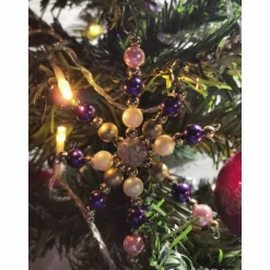 Baumschmuck|Bling Bling Horse Dreams Weihnachtssterne - Adventssterne - Sternanhänger als Schmuck, auch für den Weihnachtsbaum, Gross, Lila-Weiss-Rosa-Gold
