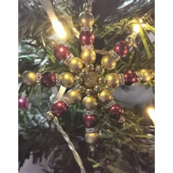 Online Weihnachtssterne - Adventssterne - Sternanhänger als Schmuck, auch für den Weihnachtsbaum, Gross, Weinrot-Gold / Special Baumschmuck