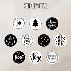 Sticker & Aufkleber|Artographie Weihnachtssticker Set *Christmas Joy* / 10 runde Aufkleber ∅ 50 mm