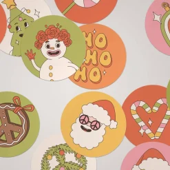 Best Weihnachtssticker Set *Groovy Christmas* / 24 runde Aufkleber / ∅ 40 mm Sticker & Aufkleber