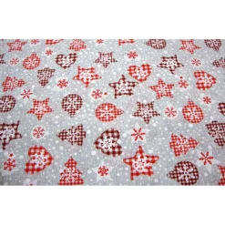 Outlet Weihnachtsstoff Meterware Sterne Tannenbaum Herzen Kugeln Karomuster–Punkte rot weiß grau, Deko-Stoffe Taschen nähen Weihnachtsstoffe