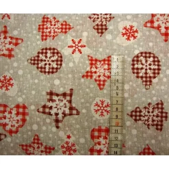 Outlet Weihnachtsstoff Meterware Sterne Tannenbaum Herzen Kugeln Karomuster–Punkte rot weiß grau, Deko-Stoffe Taschen nähen Weihnachtsstoffe