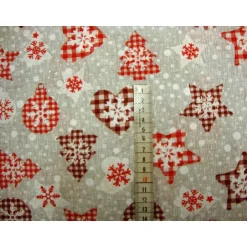 Outlet Weihnachtsstoff Meterware Sterne Tannenbaum Herzen Kugeln Karomuster–Punkte rot weiß grau, Deko-Stoffe Taschen nähen Weihnachtsstoffe