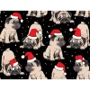 Weihnachtsstoffe|Modeatelier-Hildegard Weihnachtsstoff Mops mit Nikolausmütze – Baumwollstoff schwarz rot weiß, 140cm breit, 100% Baumwolle