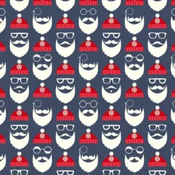 Discount Weihnachtsstoffe Baumwolldruck–Xmas Weihnachtsmann Nikolausgesicht Stoffe schwarz/weiß/rot Stofftaschen Nähen Meterware Weihnachtsstoffe