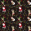 Discount Weihnachtsstoffe Baumwolle Meterware – Lichterkette Nikolaus Schneemann Elfen Lebkuchenmann – Webware Schwarz Bunt Weihnachtsstoffe