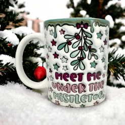 Weihnachtsgeschenke|Verzückt & Verplottet Weihnachtstasse bedruckte 3D Optik "Meet me under the Misteltoe"