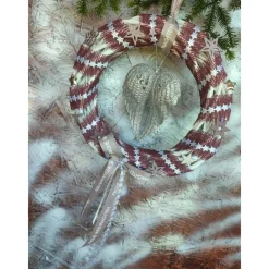 Sale Weihnachts-Türkranz Wandkranz Engelsflügel silber Weidenkranz 30cm Weihnachtsdeko