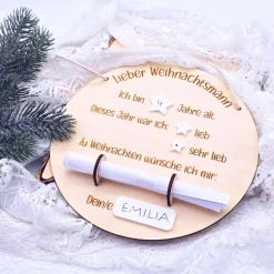 Weihnachtsdeko|Zauberhaft & Wunderbar Weihnachtswunschzettel | Weihnachten Kinder | Personalisierbarer Wunschzettel aus Holz | Christkind | Weihnachtsmann