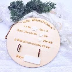 Weihnachtsdeko|Zauberhaft & Wunderbar Weihnachtswunschzettel | Weihnachten Kinder | Personalisierbarer Wunschzettel aus Holz | Christkind | Weihnachtsmann