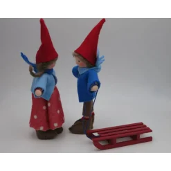 Clearance Wichtelpärchen mit Schlitten - Winter -  Blumenkind - Jahreszeitentisch - Waldorf Art - Art.Nr.WI20 Winter