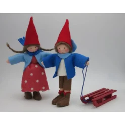 Clearance Wichtelpärchen mit Schlitten - Winter -  Blumenkind - Jahreszeitentisch - Waldorf Art - Art.Nr.WI20 Winter