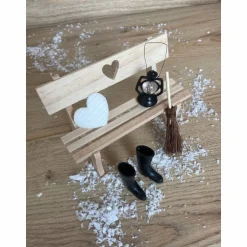 Best Wichteltür Wichtel Zubehör Holzbank mit Herz / Gummistiefel / Besen / Laterne Wichtelzauber