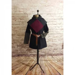 Kostüme Für Erwachsene|Toraxacum Wikinger Gugel, Skjoldehamn Gugel für Frauen & Männer, Wolle grau + bordeaux, Mittelalter Kapuze, Halloween, Toraxa