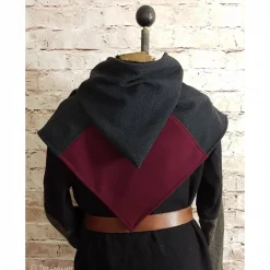 Kostüme Für Erwachsene|Toraxacum Wikinger Gugel, Skjoldehamn Gugel für Frauen & Männer, Wolle grau + bordeaux, Mittelalter Kapuze, Halloween, Toraxa