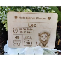 Outlet Willkommensschild zur Geburt mit Wunschgravur und Wunschmotiv Geschenke