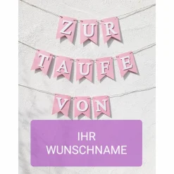 Hot Wimpel Girlande zur Taufe auf Wunsch personalisiert mit Wunschnamen Wimpelkette mit Namen Taufkind Dekoration Geschenke