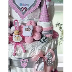 Best Windeltorte Mädchen Windelschloss rosa personalisiert mit Namen Geschenke