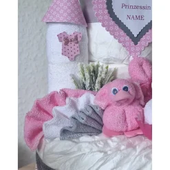 Best Windeltorte Rosa Mädchen – Personalisiertes Windelschloss mit Namen als Geschenk Geschenke