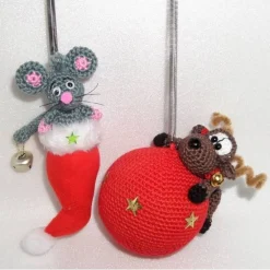 Sale Winter Weihnachten Advent-Hängedeko-Maus oder Elch-Sprungfeder Wackelaugen Weihnachtsdeko