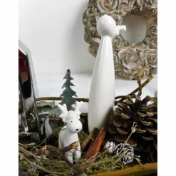 Online Winterdeko Tischdeko Windlicht, silberfarben grau Weihnachtsdeko