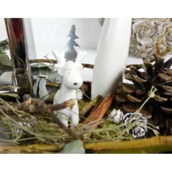 Online Winterdeko Tischdeko Windlicht, silberfarben grau Weihnachtsdeko