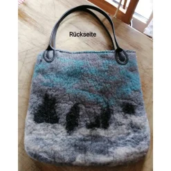 New WIntertasche, Shopper handgefilzt mit Motiv Winter