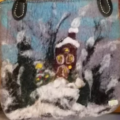 New WIntertasche, Shopper handgefilzt mit Motiv Winter