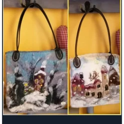 New WIntertasche, Shopper handgefilzt mit Motiv Winter