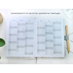 Best Wochenkalender & Terminplaner 2025 A5 mit vielen Extras personalisiert mit verzweigten Strukturen in schwarzweiss Geschenke
